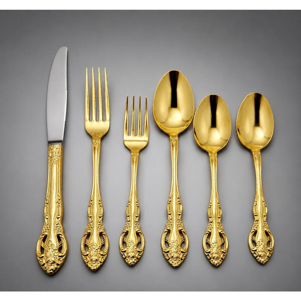 Vintage Viners Sheffield VS11 Gold Electroplate Flatware 36 piece Service for 6